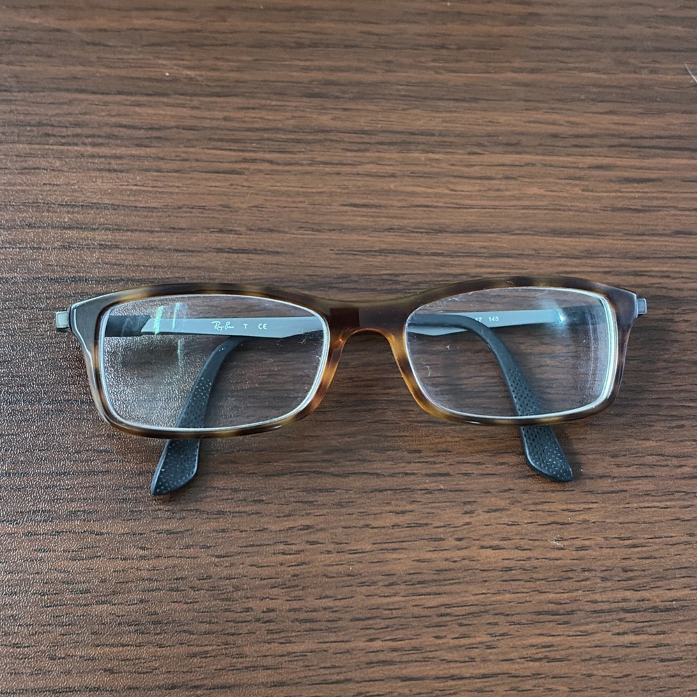 Ray Ban RB 7017 5200 Rectangle Havana Gunmetal Eyeglasses Frame Only 54-17-145